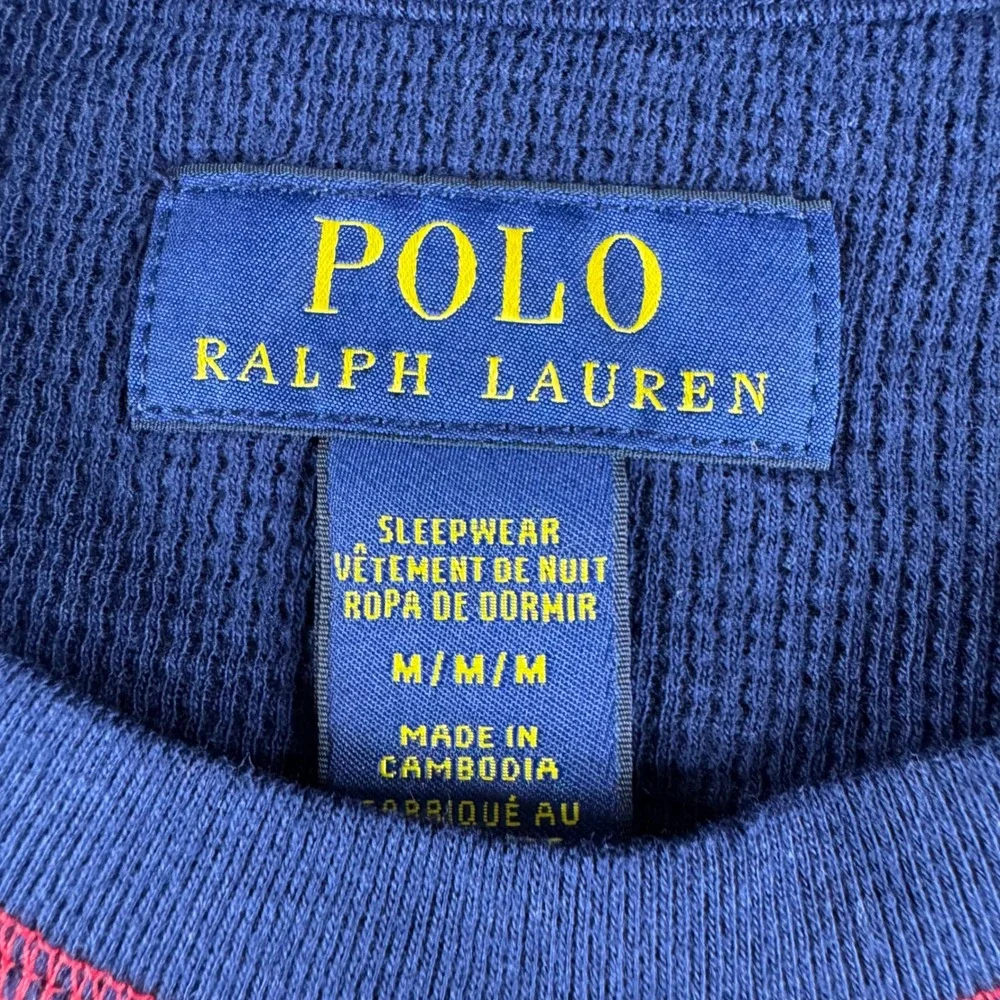 Polo Ralph Lauren Mens Navy Waffle Knit Thermal American Flag Shirt PW35HF M NWT